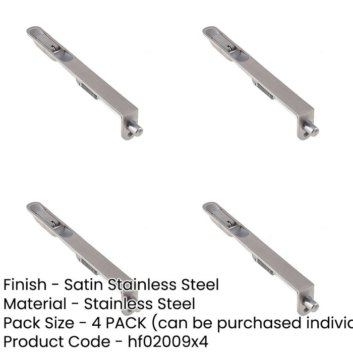 PACK Lever Action Flushbolts with Radiused Forend 203x20mm Satin Stainless Steel-1