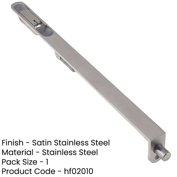 Lever Action Flushbolts Double Doors Satin Stainless Steel, 457x20mm-1