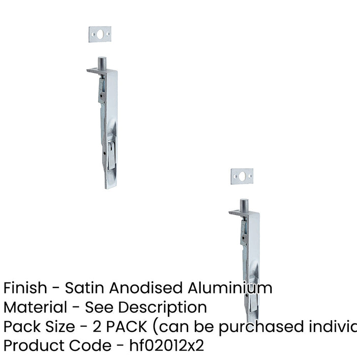 PACK Durable Aluminium Lever Action Flushbolts 152x19mm Satin Anodised Finish (1)-1