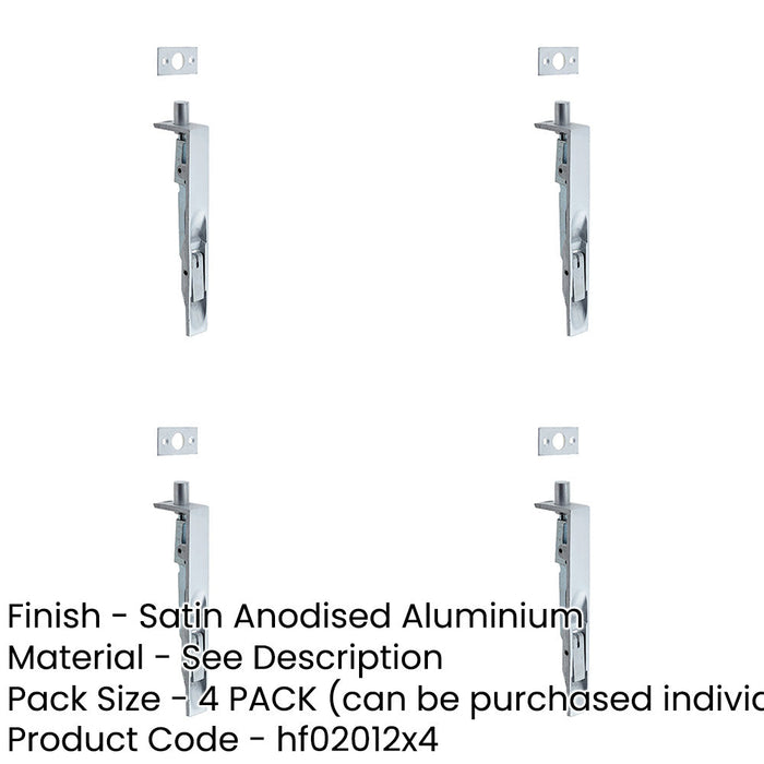 PACK Durable Aluminium Lever Action Flushbolts 152x19mm Satin Anodised Finish-1