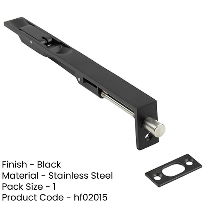 Premium Stainless Steel Flush Bolts JMB51 Black 203mm 20mm Secure Locking-1