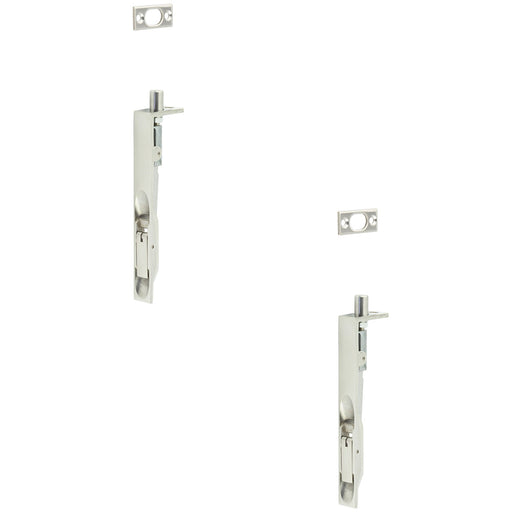 PACK Polished Stainless Steel Lever Action Flushbolts Double Doors 150x20mm (1)