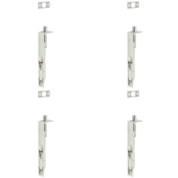PACK Polished Stainless Steel Lever Action Flushbolts Double Doors 150x20mm