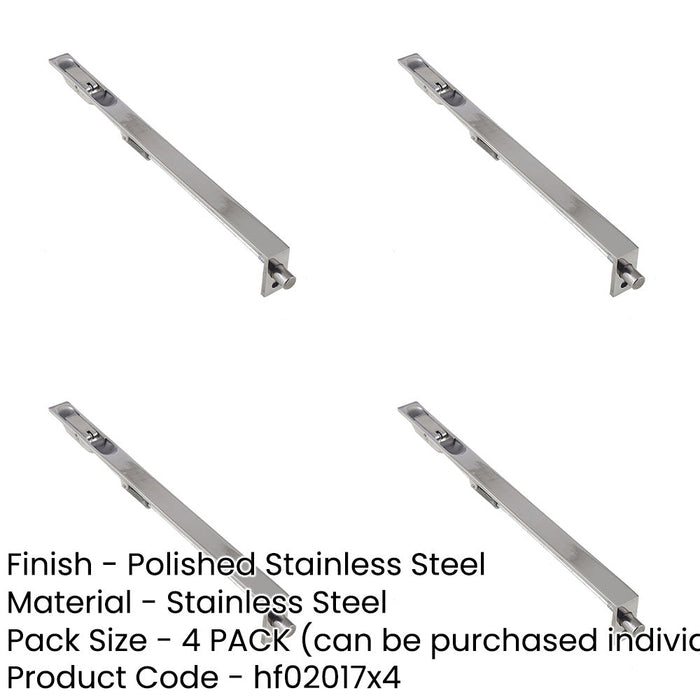 PACK Polished Stainless Steel Lever Action Flushbolts Secure Double Doors-1