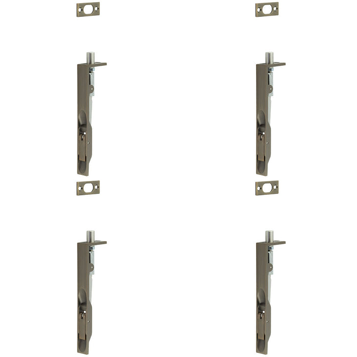 PACK Antique Brass Stainless Steel Flush Bolts 150mm 20mm Square Forend Security