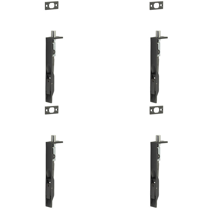 PACK Premium Stainless Steel Flush Bolts Dark Bronze 150mm 20mm Square Forend