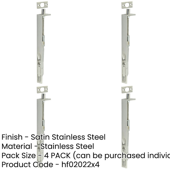 PACK Premium Stainless Steel Lever Action Flushbolts Double Doors 203x20mm-1