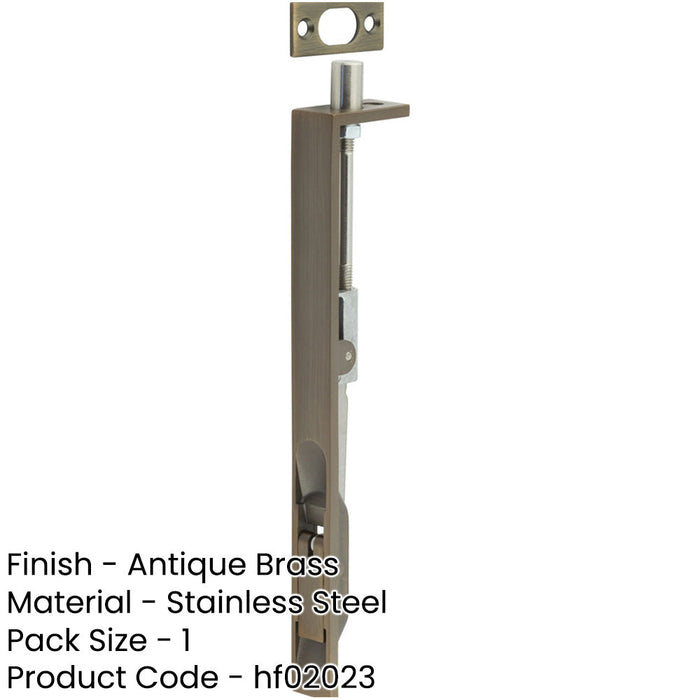 Antique Brass Stainless Steel Flush Bolts 203mm 20mm Square Forend-1