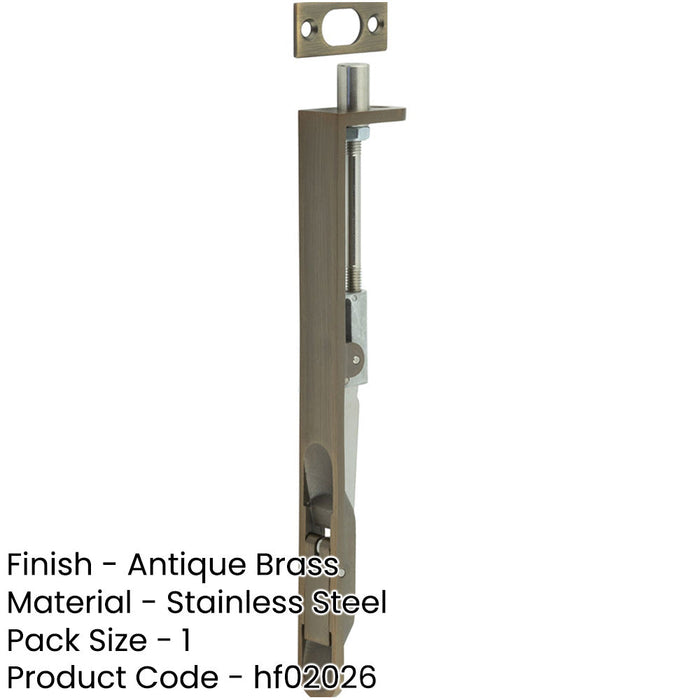 Lever Action Flushbolts with Radiused Forend Antique Brass 203x20mm-1