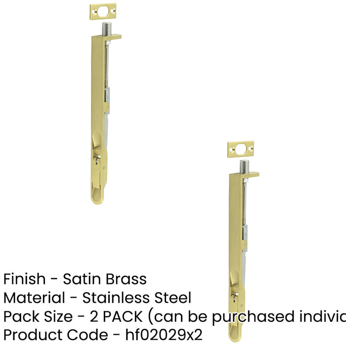PACK Durable Satin Brass Lever Action Flushbolts with Radiused Forend 203mm 20mm (1)-1