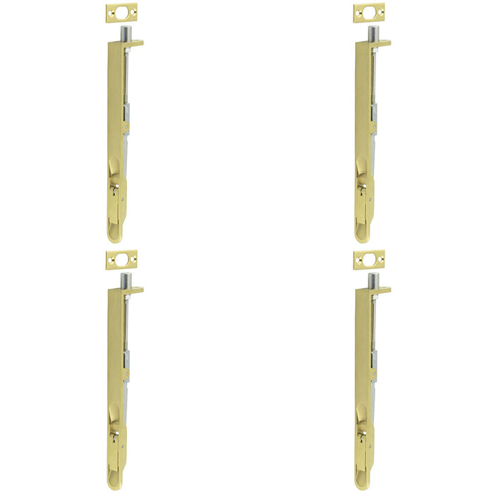 PACK Durable Satin Brass Lever Action Flushbolts with Radiused Forend 203mm 20mm