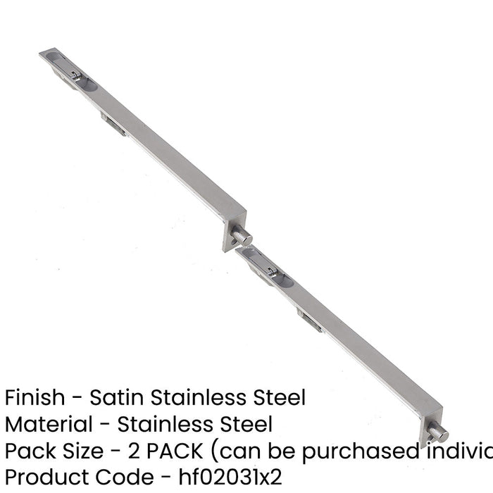 PACK Satin Stainless Steel Lever Action Flushbolts Double Doors 305x20mm (1)-1