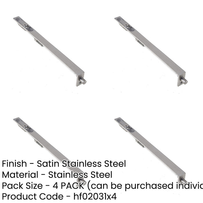 PACK Satin Stainless Steel Lever Action Flushbolts Double Doors 305x20mm-1