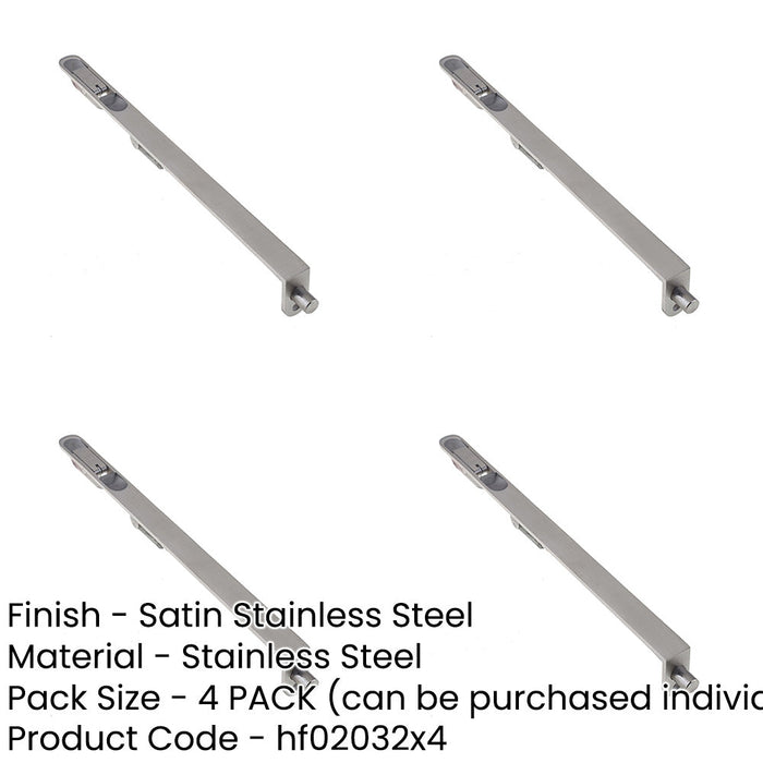 PACK Lever Action Radiused Flushbolts 305x20mm Satin Stainless Steel Double Doors-1