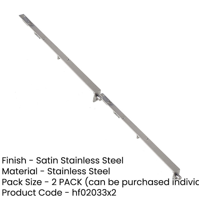 PACK Satin Stainless Steel Lever Action Flushbolts 457x20mm Double Doors (1)-1
