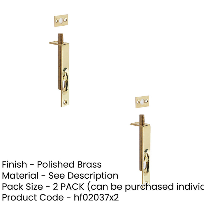 PACK Durable Polished Brass Slide Action Flushbolts 102x16mm Stylish Interiors (1)-1