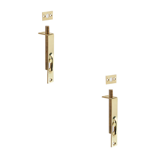 PACK Durable Polished Brass Slide Action Flushbolts 102x16mm Stylish Interiors (1)