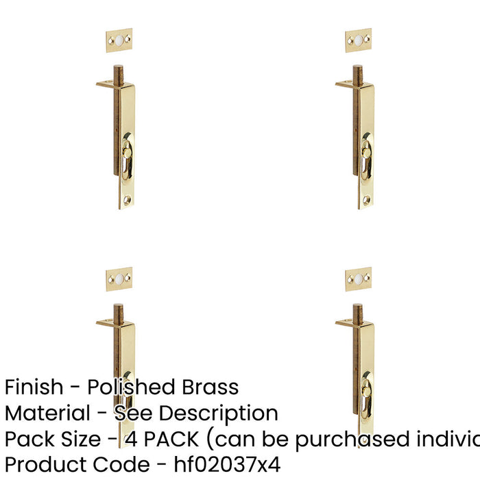 PACK Durable Polished Brass Slide Action Flushbolts 102x16mm Stylish Interiors-1