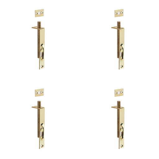 PACK Durable Polished Brass Slide Action Flushbolts 102x16mm Stylish Interiors