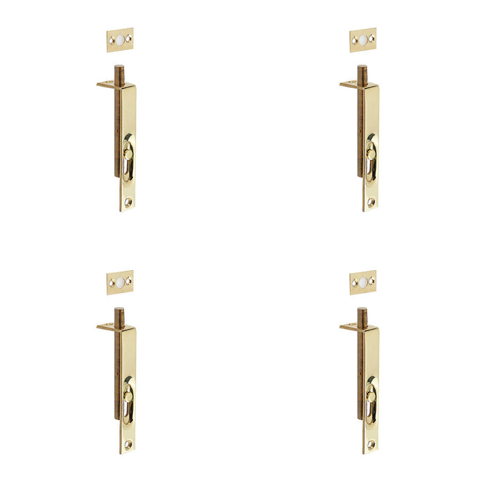 PACK Durable Polished Brass Slide Action Flushbolts 102x16mm Stylish Interiors