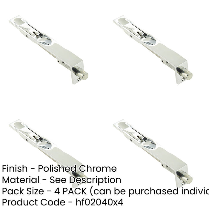 PACK High-Quality Brass Lever Action Flushbolts 150x20mm Polished Chrome Finish-1