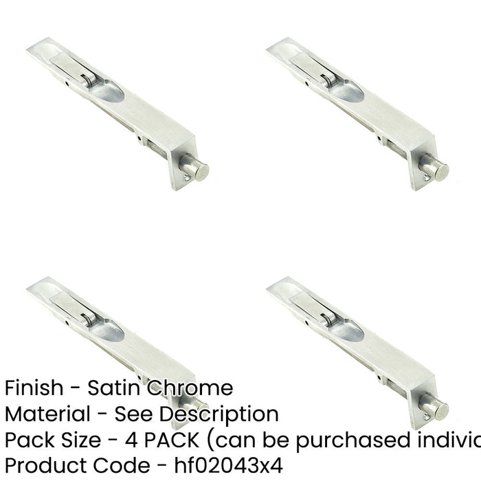 PACK Durable Brass Lever Action Flushbolts 200x19mm Satin Chrome Finish-1