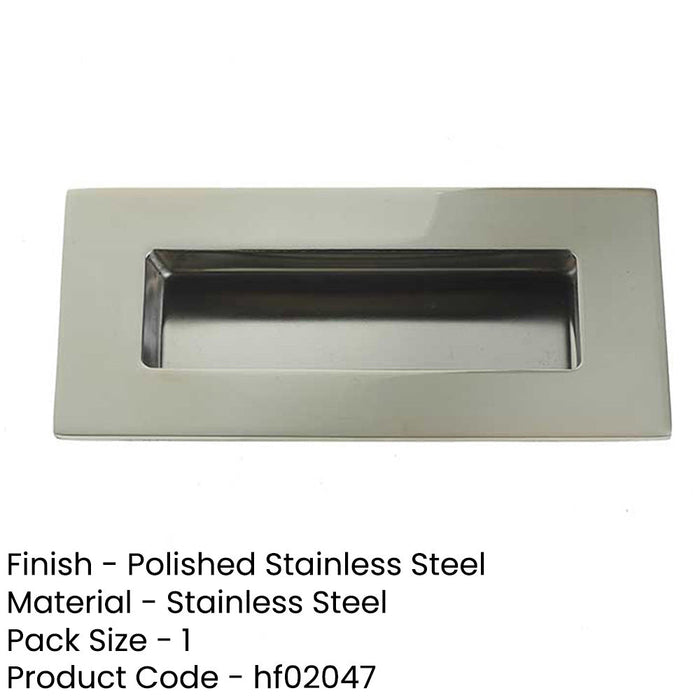 Premium Polished Stainless Steel Flush Pulls 100x50mm Modern Doors Recessed Door Handle-1