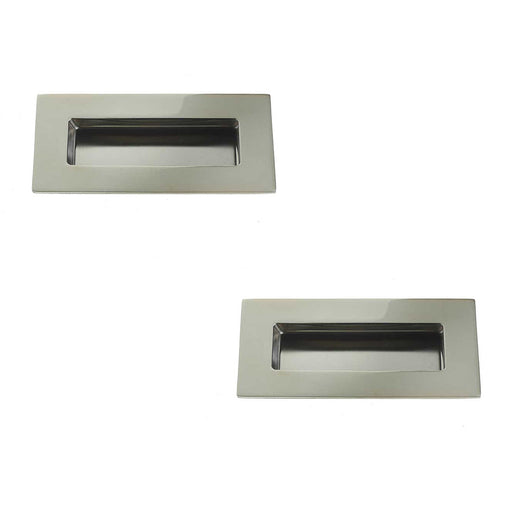 PACK Premium Polished Stainless Steel Flush Pulls 100x50mm Modern Doors Recessed Door Handle (1)