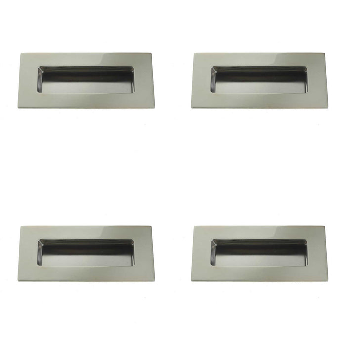 PACK Premium Polished Stainless Steel Flush Pulls 100x50mm Modern Doors Recessed Door Handle