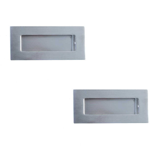 PACK Premium Satin Stainless Steel Flush Pulls 100x50mm Modern Doors Recessed Door Handle (1)