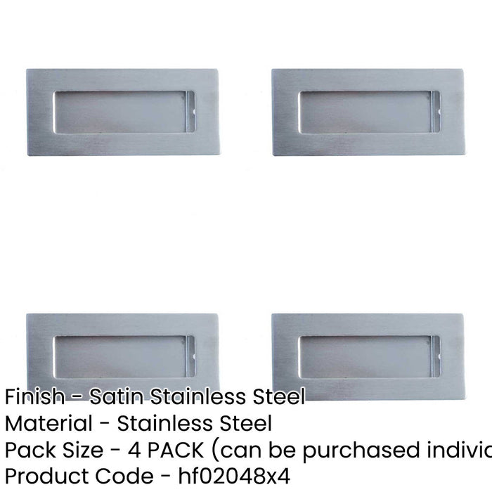 PACK Premium Satin Stainless Steel Flush Pulls 100x50mm Modern Doors Recessed Door Handle-1