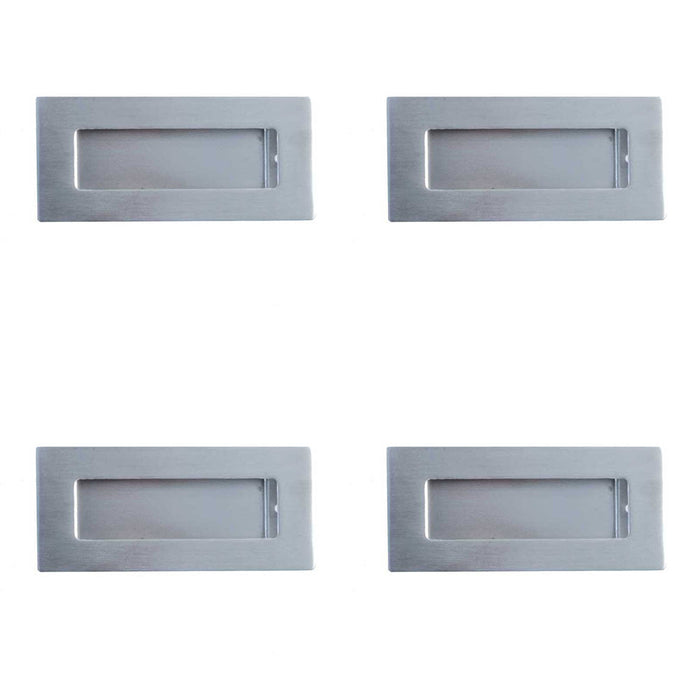 PACK Premium Satin Stainless Steel Flush Pulls 100x50mm Modern Doors Recessed Door Handle