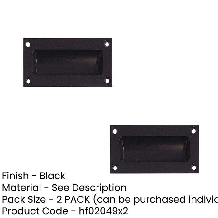 PACK Elegant 89mm Black Flush Pulls Sliding Doors Drawers Recessed Door Handle (1)-1