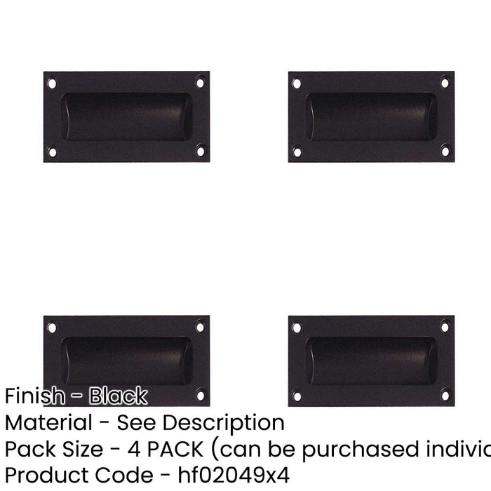 PACK Elegant 89mm Black Flush Pulls Sliding Doors Drawers Recessed Door Handle-1