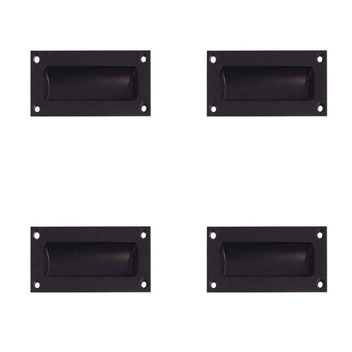 PACK Elegant 89mm Black Flush Pulls Sliding Doors Drawers Recessed Door Handle