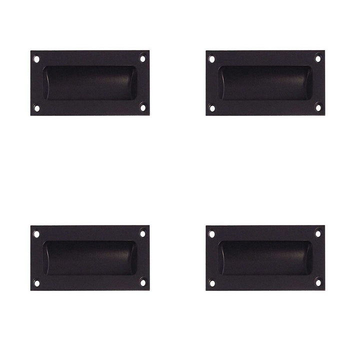 PACK Elegant 89mm Black Flush Pulls Sliding Doors Drawers Recessed Door Handle