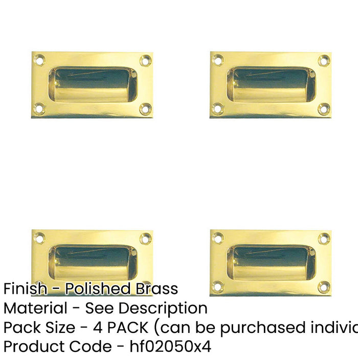 PACK Elegant 89mm Polished Brass Flush Pulls Sliding Doors Drawers Recessed Door Handle-1