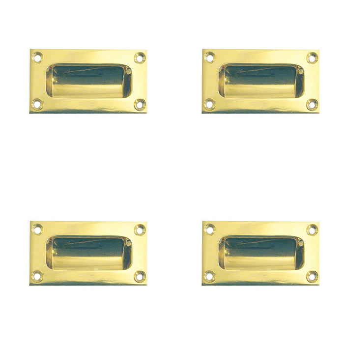 PACK Elegant 89mm Polished Brass Flush Pulls Sliding Doors Drawers Recessed Door Handle