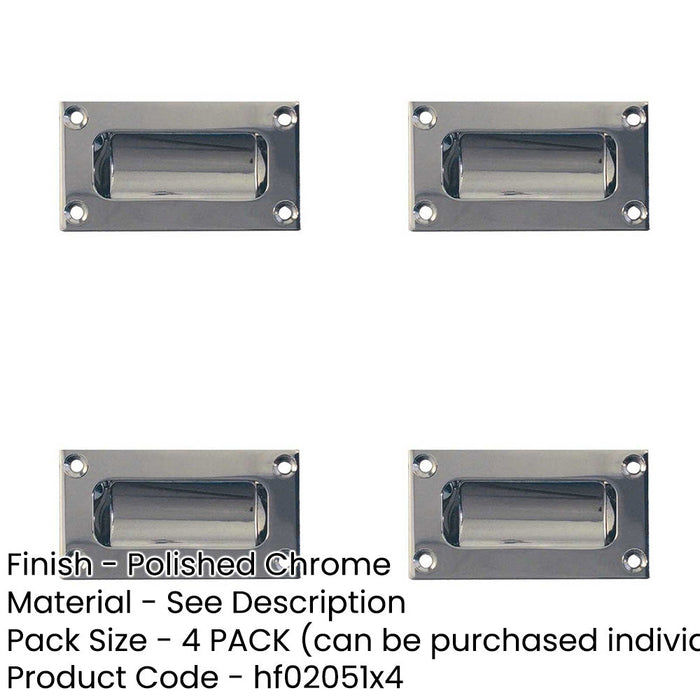 PACK Elegant 89mm Polished Chrome Flush Pulls Doors Drawers Recessed Door Handle-1