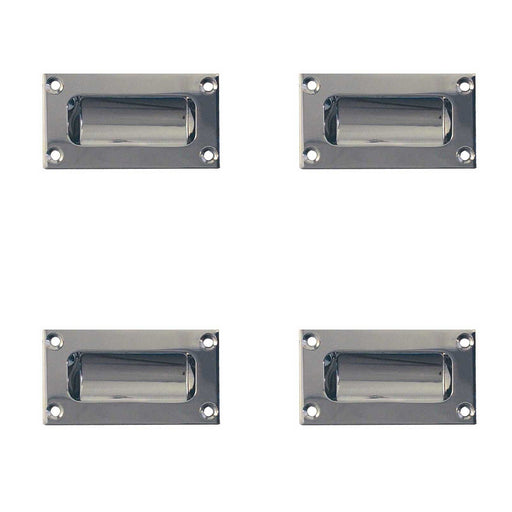 PACK Elegant 89mm Polished Chrome Flush Pulls Doors Drawers Recessed Door Handle