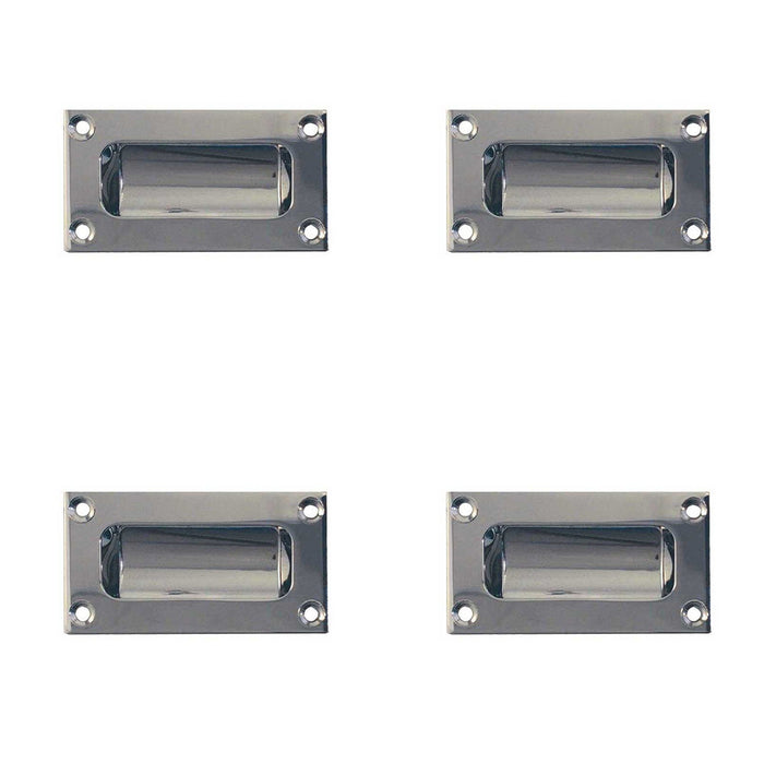 PACK Elegant 89mm Polished Chrome Flush Pulls Doors Drawers Recessed Door Handle