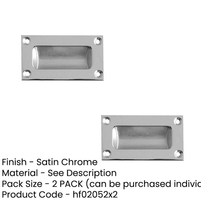 PACK Sleek 89mm Satin Chrome Flush Pulls Doors Drawers Recessed Door Handle (1)-1