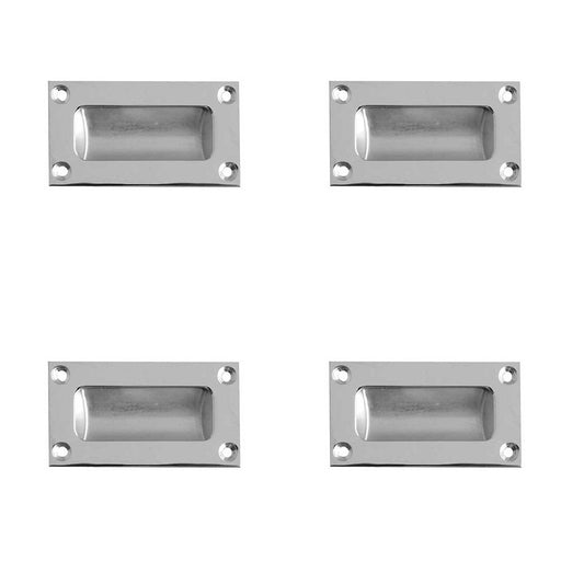 PACK Sleek 89mm Satin Chrome Flush Pulls Doors Drawers Recessed Door Handle