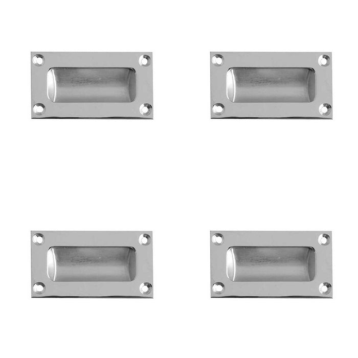 PACK Sleek 89mm Satin Chrome Flush Pulls Doors Drawers Recessed Door Handle