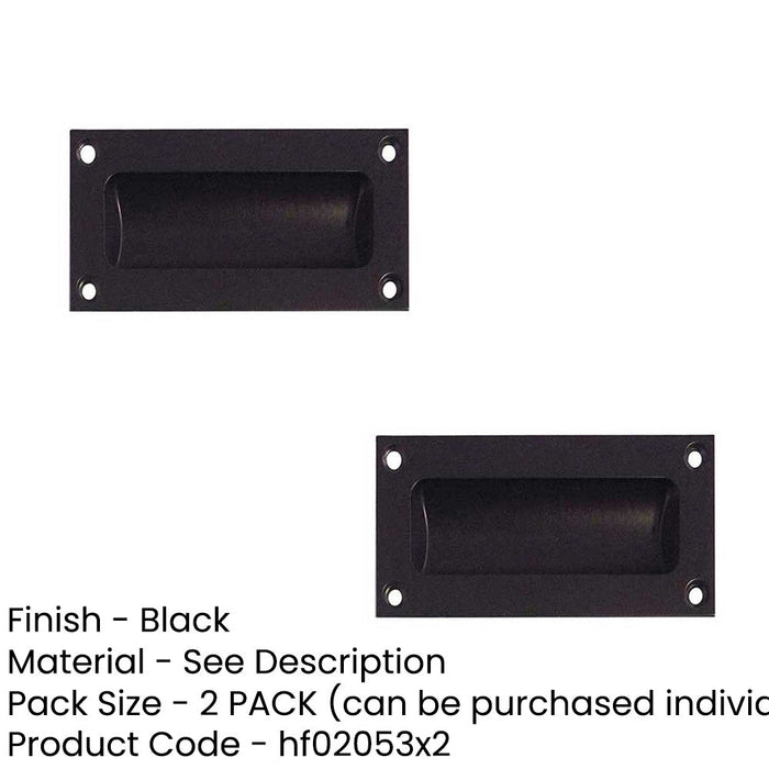 PACK Stylish 102mm Black Flush Pulls Doors Drawers Recessed Door Handle (1)-1