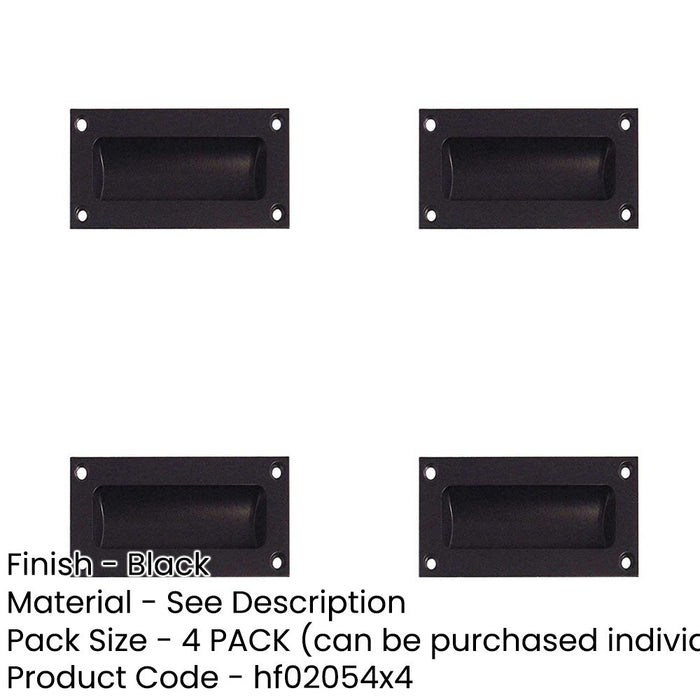 PACK Elegant 75mm Black Flush Pulls Cabinets Furniture Recessed Door Handle-1