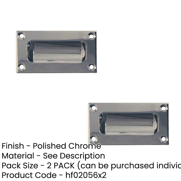 PACK Stylish 102mm Flush Pulls Polished Chrome Doors Drawers Recessed Door Handle (1)-1