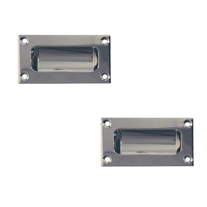 PACK Stylish 102mm Flush Pulls Polished Chrome Doors Drawers Recessed Door Handle (1)