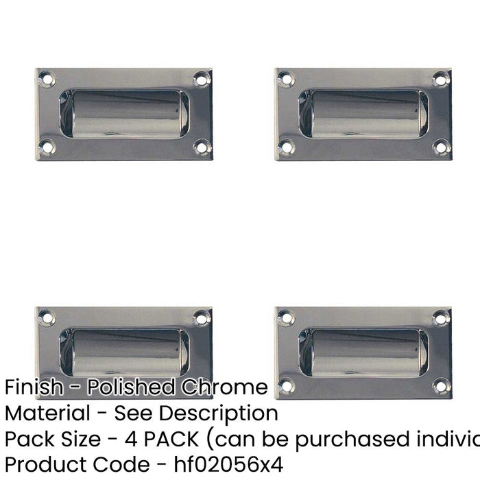 PACK Stylish 102mm Flush Pulls Polished Chrome Doors Drawers Recessed Door Handle-1