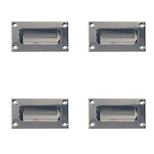 PACK Stylish 102mm Flush Pulls Polished Chrome Doors Drawers Recessed Door Handle